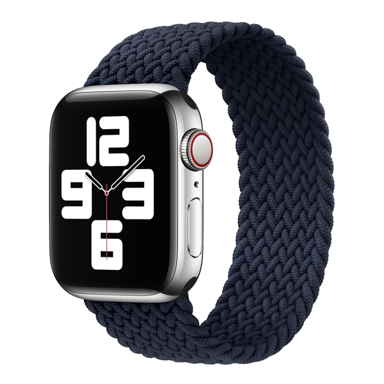 Metal Head Braided Nylon Solid Color Watch Band For Apple Watch Ultra 49mm&Watch Ultra 2 49mm / Series 9&8&7 45mm / SE 3&SE 2&6&SE&5&4 44mm / 3&2&1 42mm, Size:M 155mm(Charcoal)