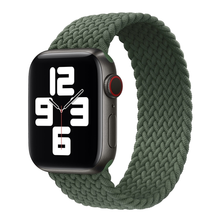 Metal Head Braided Nylon Solid Color Watch Band For Apple Watch Ultra 49mm&Watch Ultra 2 49mm / Series 9&8&7 45mm / SE 3&SE 2&6&SE&5&4 44mm / 3&2&1 42mm, Size:S 145mm(Dark Olive Green)