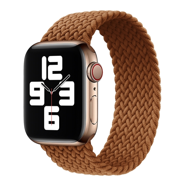 Metal Head Braided Nylon Solid Color Watch Band For Apple Watch Ultra 49mm&Watch Ultra 2 49mm / Series 9&8&7 45mm / SE 3&SE 2&6&SE&5&4 44mm / 3&2&1 42mm, Size:XS 135mm(Coffee)