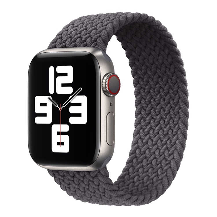 Metal Head Braided Nylon Solid Color Watch Band For Apple Watch Ultra 49mm&Watch Ultra 2 49mm / Series 9&8&7 45mm / SE 3&SE 2&6&SE&5&4 44mm / 3&2&1 42mm, Size:XS 135mm(Grey)