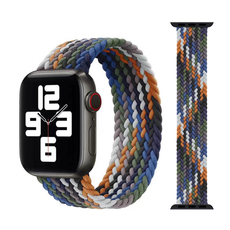 Metal Head Braided Nylon Watch Band, Size: L 165mm For Apple Watch Ultra 49mm&Watch Ultra 2 49mm / Series 9&8&7 45mm / SE 3&SE 2&6&SE&5&4 44mm / 3&2&1 42mm(Cowboy Colorful)