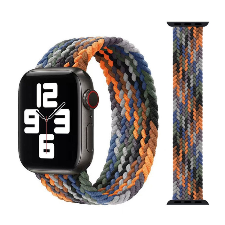 Metal Head Braided Nylon Watch Band, Size: M 145mm For Apple Watch Series 7 41mm / 6 & SE & 5 & 4 40mm / 3 & 2 & 1 38mm(Camouflage Colorful)