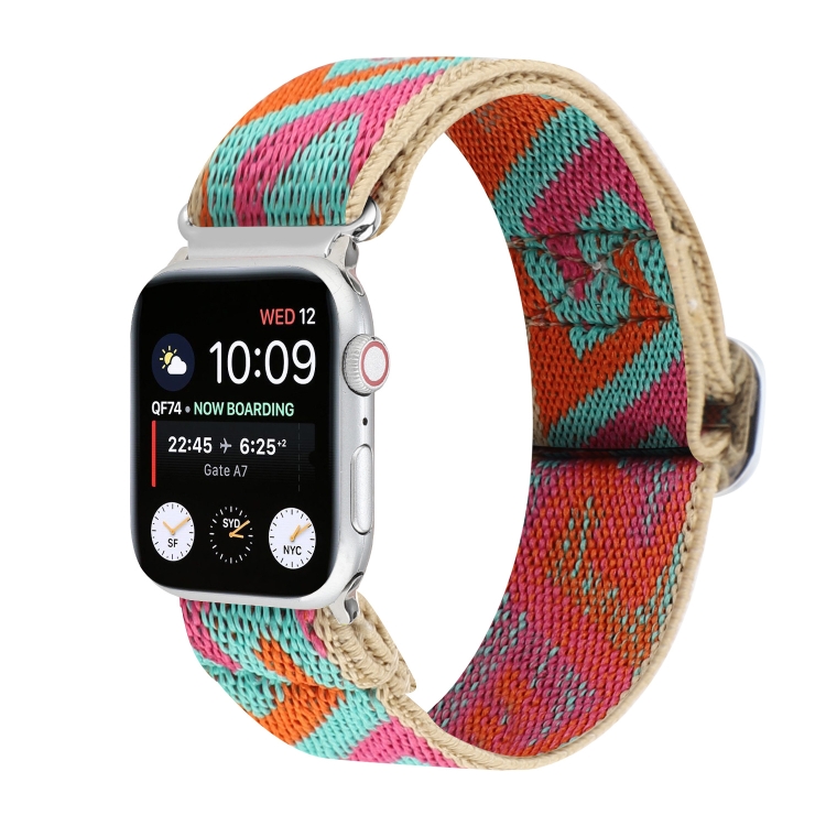 Metal Japanese Buckle Elastic Nylon Watch Band For Apple Watch Series 7 41mm / 6 & SE & 5 & 4 40mm / 3 & 2 & 1 38mm(14)