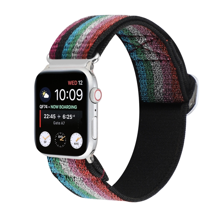 Metal Japanese Buckle Elastic Nylon Watch Band For Apple Watch Series 9&8&7 41mm / SE 3&SE 2&6&SE&5&4 40mm / 3&2&1 38mm(12)