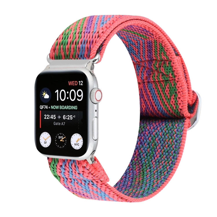 Metal Japanese Buckle Elastic Nylon Watch Band For Apple Watch Series 9&8&7 41mm / SE 3&SE 2&6&SE&5&4 40mm / 3&2&1 38mm(16)