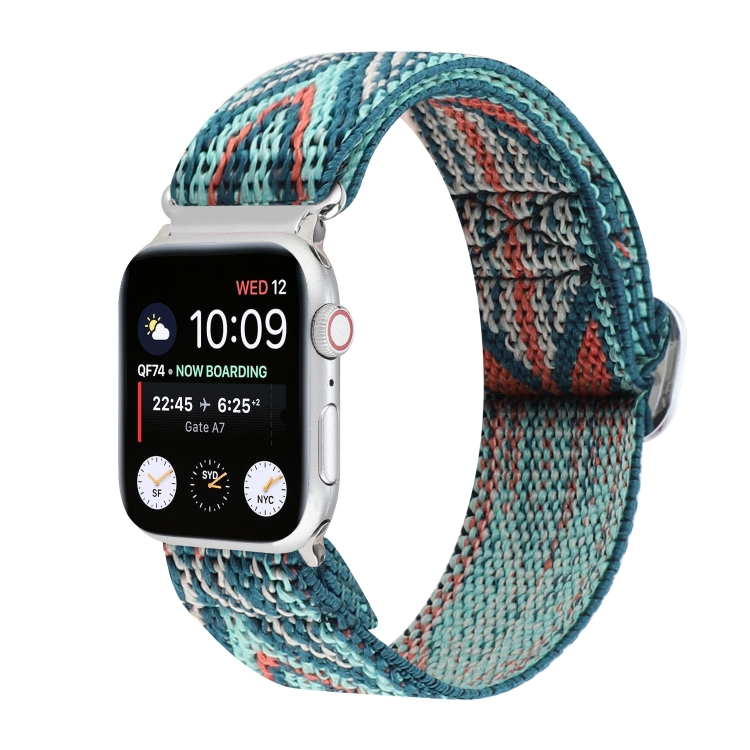 Metal Japanese Buckle Elastic Nylon Watch Band For Apple Watch Series 9&8&7 41mm / SE 3&SE 2&6&SE&5&4 40mm / 3&2&1 38mm(17)