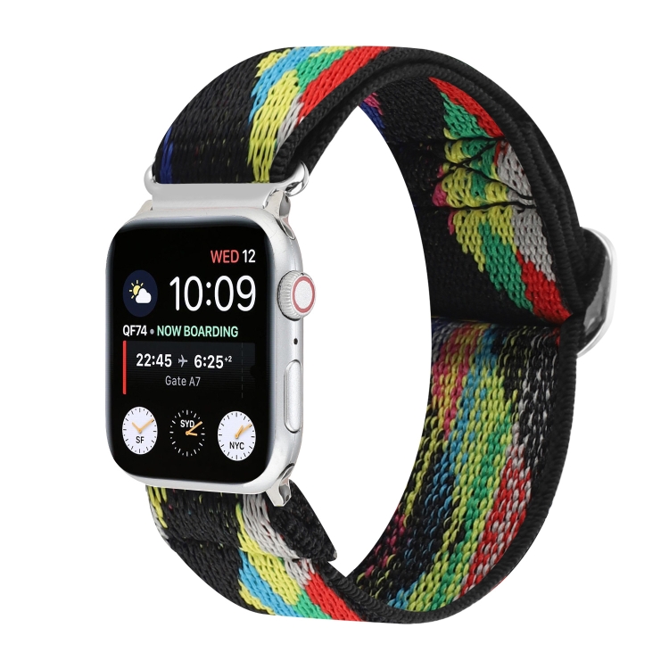 Metal Japanese Buckle Elastic Nylon Watch Band For Apple Watch Series 9&8&7 41mm / SE 3&SE 2&6&SE&5&4 40mm / 3&2&1 38mm(20)