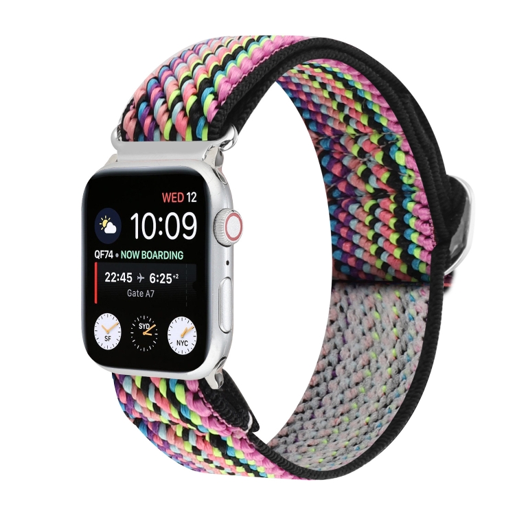 Metal Japanese Buckle Elastic Nylon Watch Band For Apple Watch Ultra 49mm&Watch Ultra 2 49mm / Series 9&8&7 45mm / SE 3&SE 2&6&SE&5&4 44mm / 3&2&1 42mm(22)
