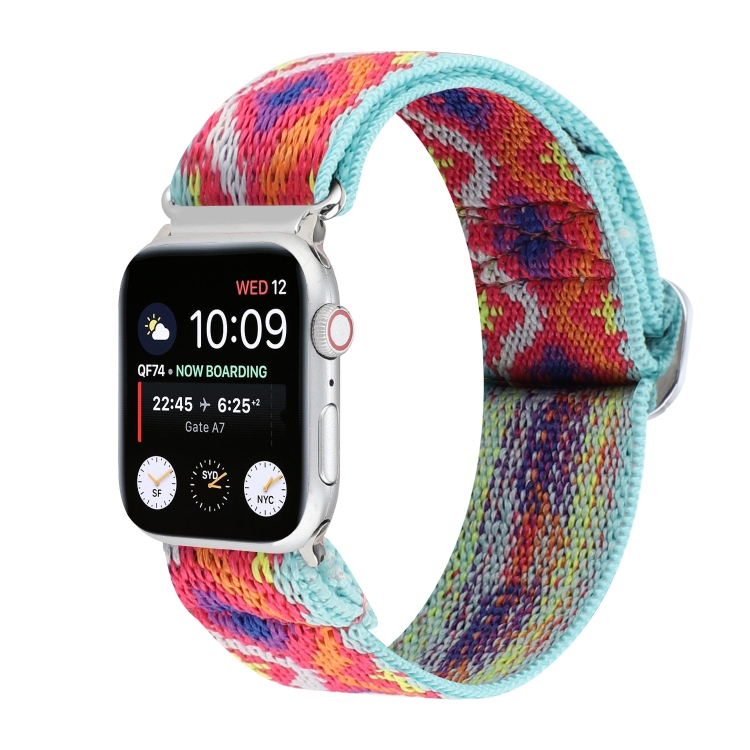 Metal Japanese Buckle Elastic Nylon Watch Band For Apple Watch Ultra 49mm&Watch Ultra 2 49mm / Series 9&8&7 45mm / SE 3&SE 2&6&SE&5&4 44mm / 3&2&1 42mm(4)