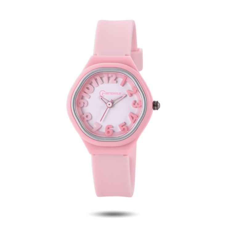 MINGRUI Kids Analog Watch 3ATM Waterproof Simple Quartz Wrist Watch for Girls Boys(Pink)