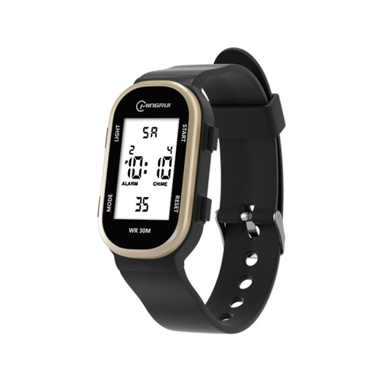 MINGRUI Kids Digital Sport Watch 30M Waterproof Slim Fitness Wristband for Boys Girls with LED Backlight, Alarm, Calendar(White Screen Black Gold)