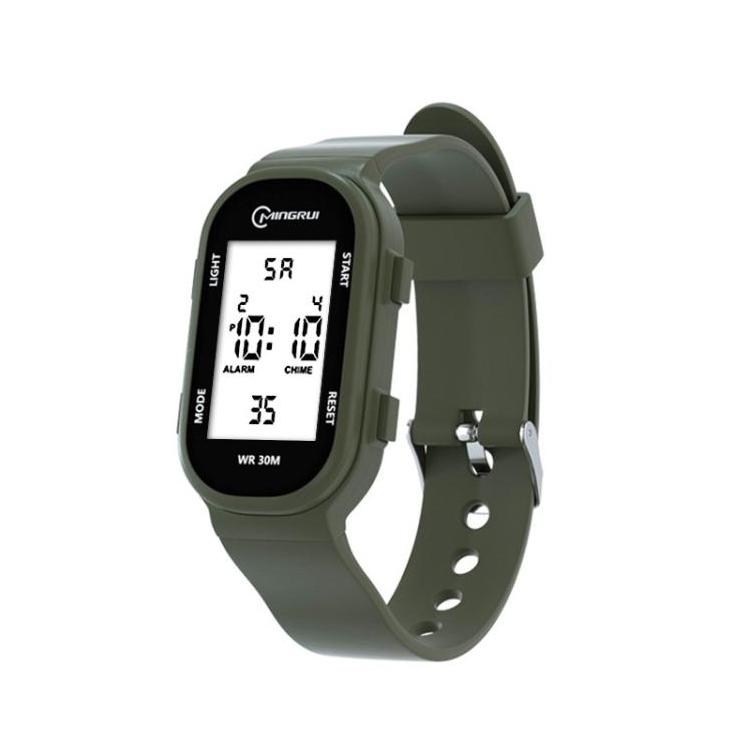 MINGRUI Kids Digital Sport Watch 30M Waterproof Slim Fitness Wristband for Boys Girls with LED Backlight, Alarm, Calendar(White Screen Green)
