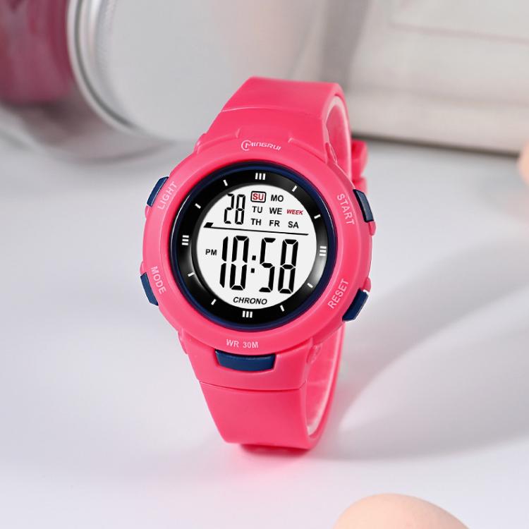 MINGRUI Kids Digital Sport Watch for Boys Girls 30M Waterproof Outdoor Electronic Watches with LED Backlight, Alarm, Stopwatch, Calendar Date(Pink)