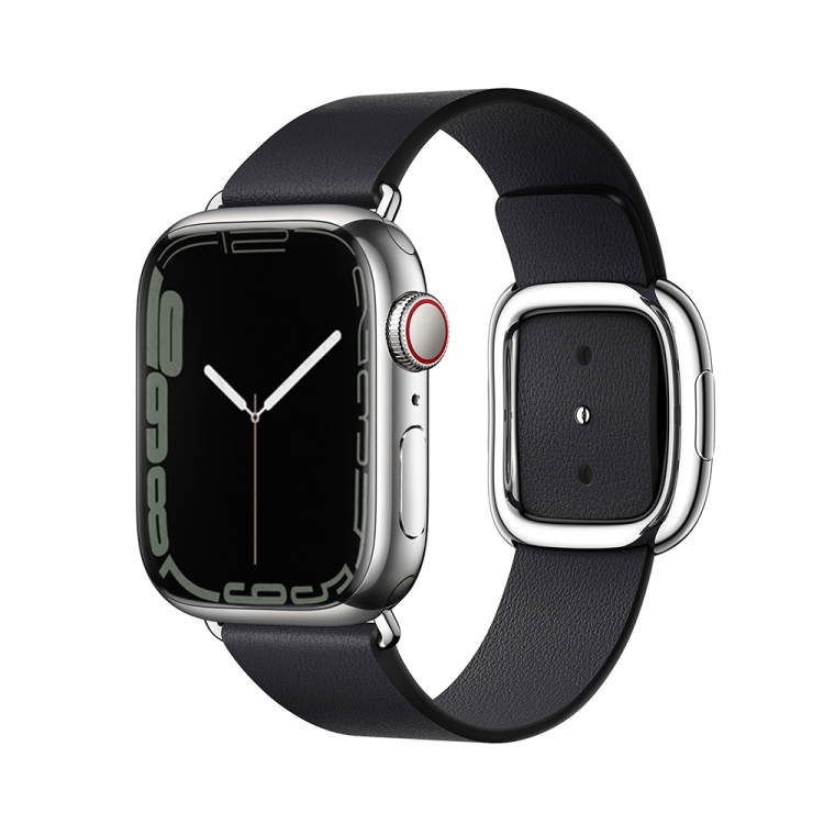 Modern Style Leather Watch Band For Apple Watch 49mm / 46mm / 45mm / 44mm / 42mm(Black)