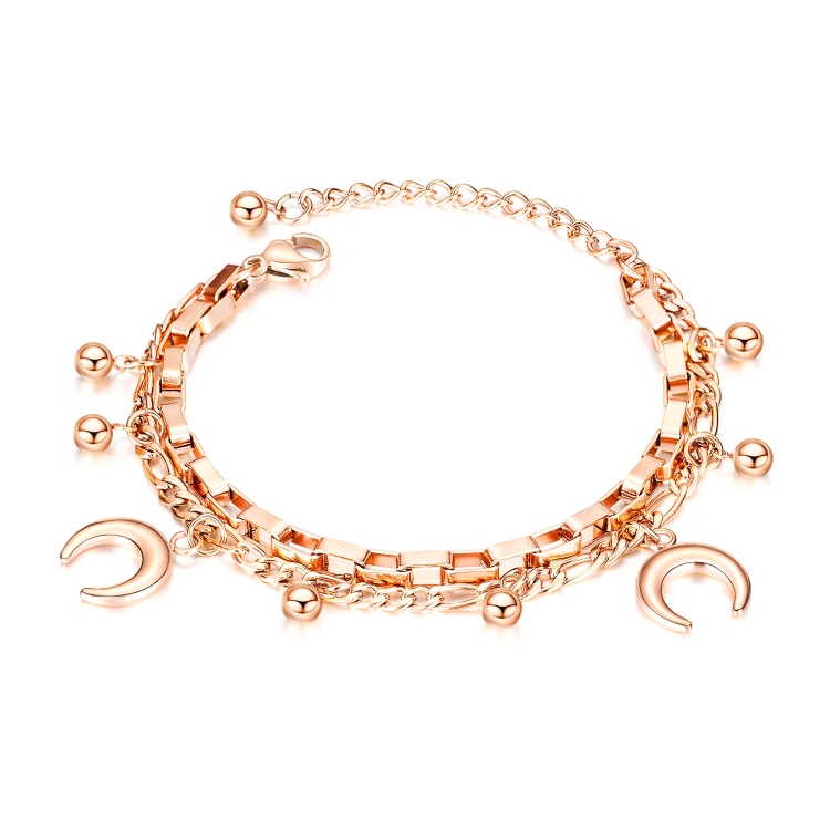Multi-Layer Stainless Steel Bracelet Ladies Hand Jewelry, Style: 1060 Rose Gold