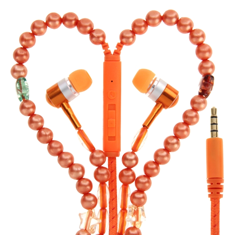 Multicolour Stars Beads Style In-ear Stereo Necklace Headphone with Micphone for iPhone 6 & 6 Plus, iPhone 6S & 6S Plus, Samsung Galaxy S6 / S6 edge / S6 edge+ / Note 5, HTC, Sony(Orange)