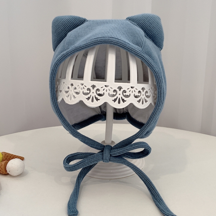MZ9853 Baby Cartoon Animal Ears Shape Skullcap Cotton Keep Warm and Windproof Hat, Size: Suitable for 0-12 Months, Style:Double Ears(Blue)