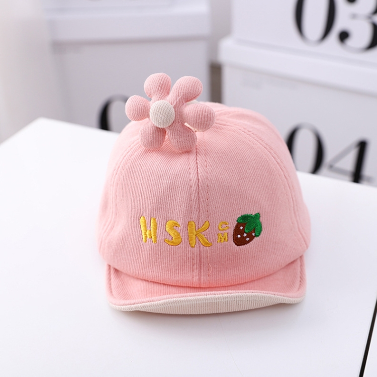 MZ9947 Cartoon Three-dimensional Little Flower Baby Peaked Cap Embroidery Baby Hat, Size: 46cm (Adjustable)(Pink)