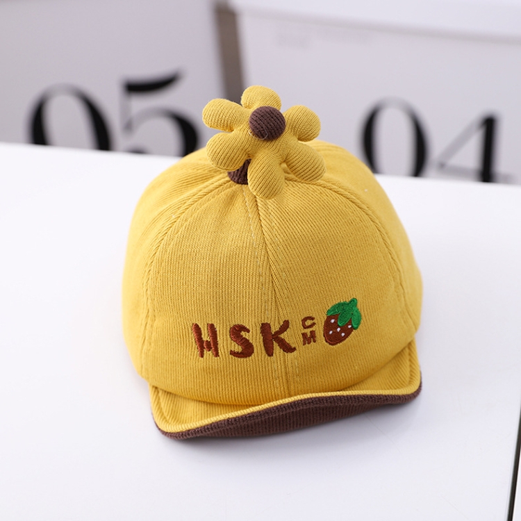 MZ9947 Cartoon Three-dimensional Little Flower Baby Peaked Cap Embroidery Baby Hat, Size: 46cm (Adjustable)(Yellow)