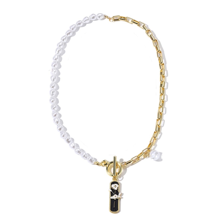 N2209-7 Long White Flower Ladies Temperament Necklace Collarbone Chain