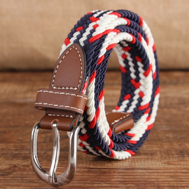 Narrow Version Elastic Canvas Weave Waistband, Length:95 x 2.5cm(C21 Red+Navy)