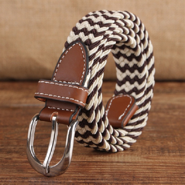 Narrow Version Elastic Canvas Weave Waistband, Length:95 x 2.5cm(C22 Brown+Beige)