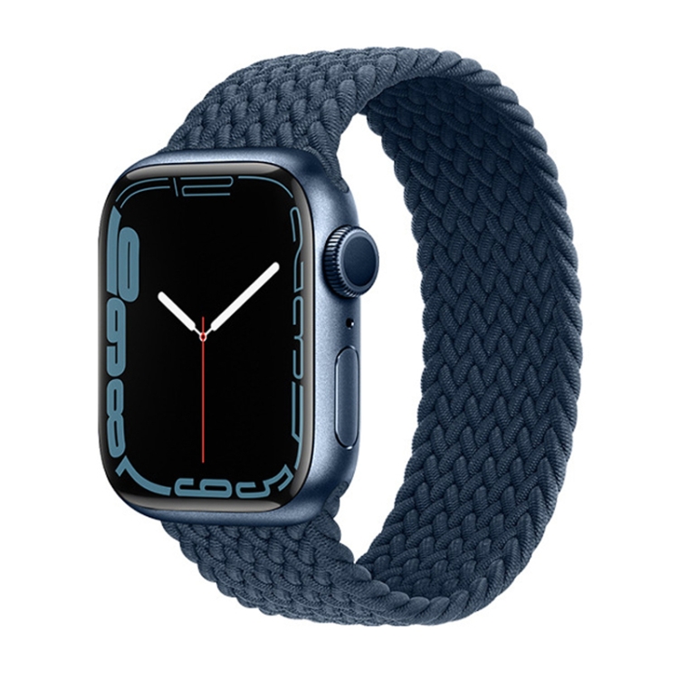 Nylon Single-turn Braided Watch Band For Apple Watch Series 7 41mm / 6 & SE & 5 & 4 40mm / 3 & 2 & 1 38mm, Length:L 155mm (Starlight Blue)