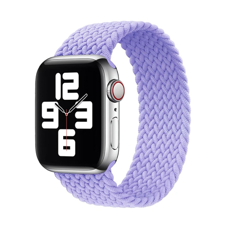 Nylon Single-turn Braided Watch Band For Apple Watch Series 9&8&7 41mm / SE 3&SE 2&6&SE&5&4 40mm / 3&2&1 38mm, Length:L 155mm(British Lavender)