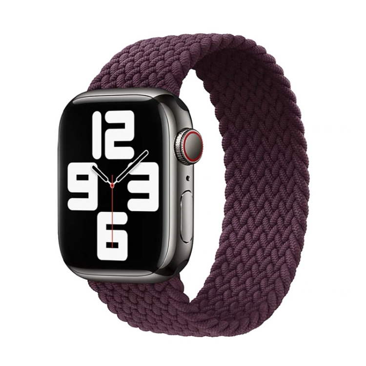 Nylon Single-turn Braided Watch Band For Apple Watch Series 9&8&7 41mm / SE 3&SE 2&6&SE&5&4 40mm / 3&2&1 38mm, Length:L 155mm(Crimson Cherry)