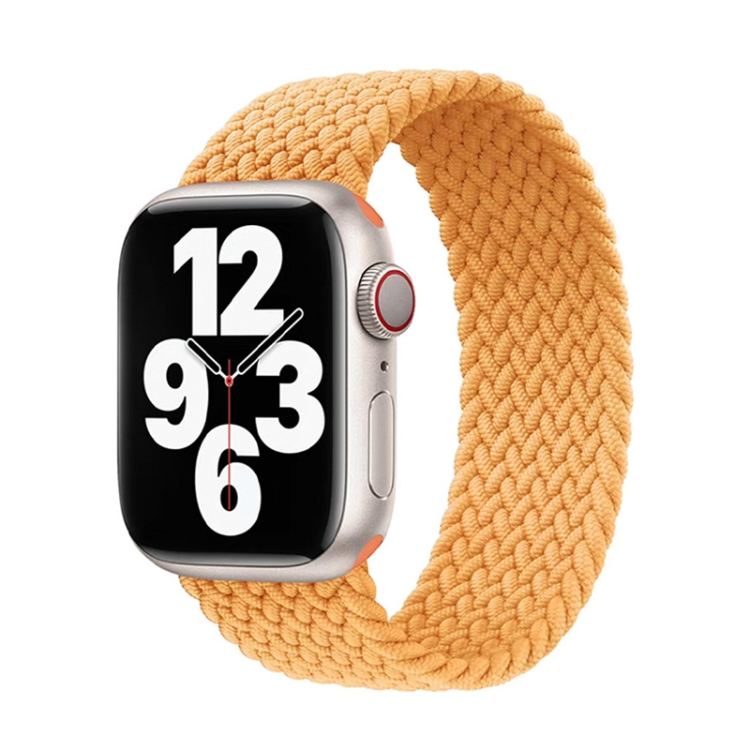 Nylon Single-turn Braided Watch Band For Apple Watch Series 9&8&7 41mm / SE 3&SE 2&6&SE&5&4 40mm / 3&2&1 38mm, Length:L 155mm(Milky Beige)