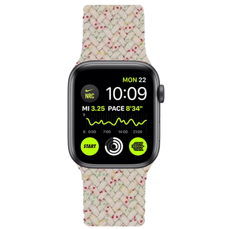 Nylon Single-turn Braided Watch Band For Apple Watch Series 9&8&7 41mm / SE 3&SE 2&6&SE&5&4 40mm / 3&2&1 38mm, Length:S 130mm (Starlight White)
