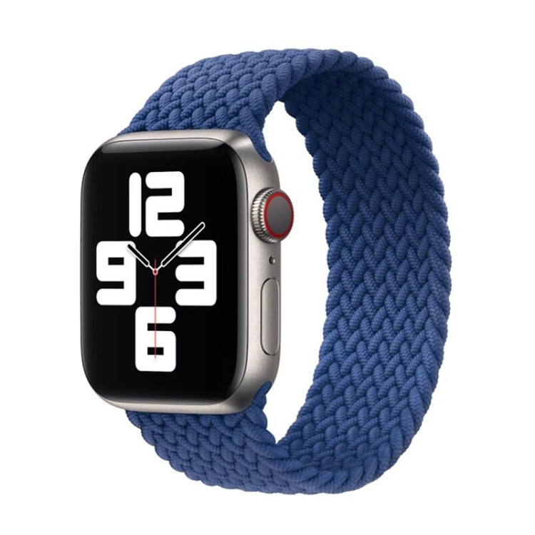Nylon Single-turn Braided Watch Band For Apple Watch Series 9&8&7 41mm / SE 3&SE 2&6&SE&5&4 40mm / 3&2&1 38mm, Length:S 130mm(Blue)
