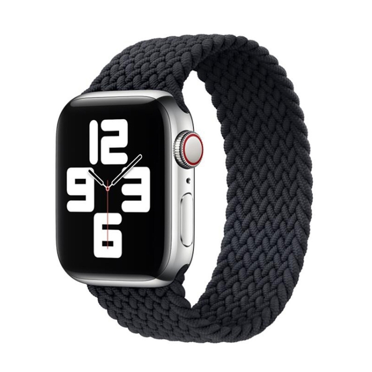 Nylon Single-turn Braided Watch Band For Apple Watch Ultra 49mm&Watch Ultra 2 49mm / Series 9&8&7 45mm / SE 3&SE 2&6&SE&5&4 44mm / 3&2&1 42mm, Length:L 170mm(Black)