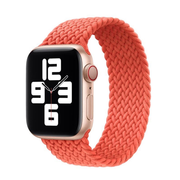 Nylon Single-turn Braided Watch Band For Apple Watch Ultra 49mm&Watch Ultra 2 49mm / Series 9&8&7 45mm / SE 3&SE 2&6&SE&5&4 44mm / 3&2&1 42mm, Length:S 138mm (Electric Orange)