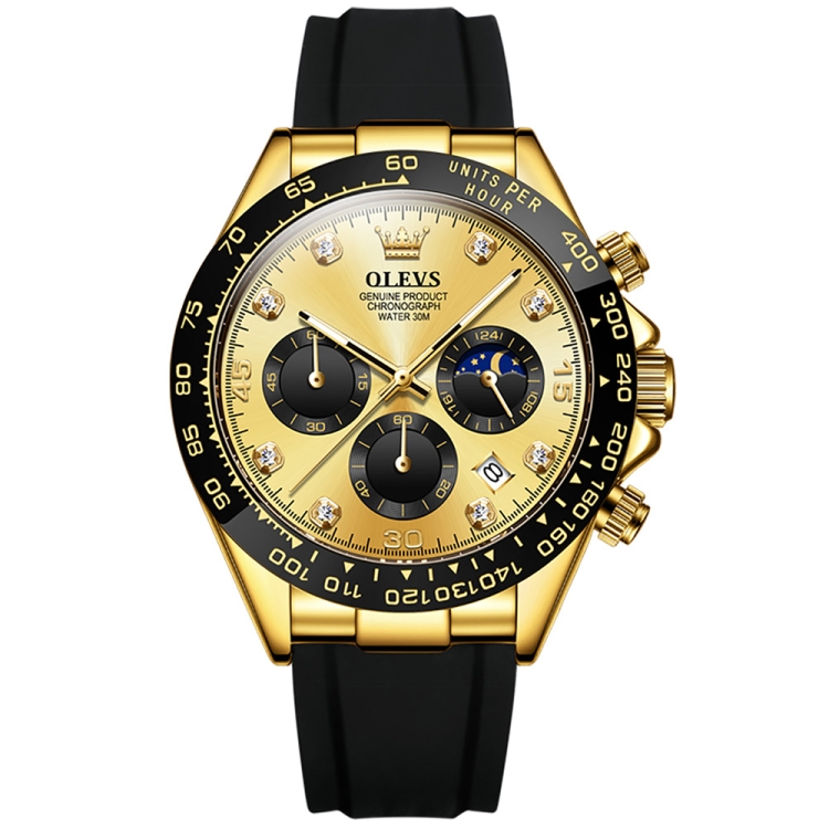 OLEVS 2875 Men Multifunctional Sports Chronograph Waterproof Quartz Watch(Gold)