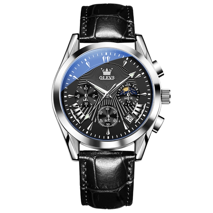 OLEVS 2876 Men Multifunctional Sports Chronograph Quartz Watch(Black)