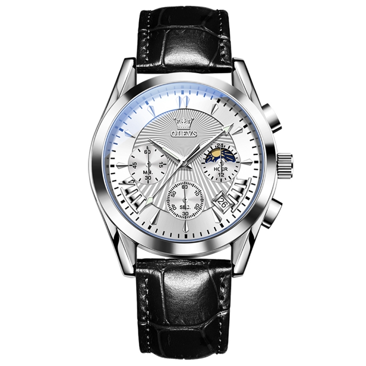 OLEVS 2876 Men Multifunctional Sports Chronograph Quartz Watch(White)