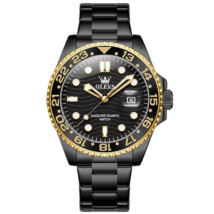 OLEVS 3610 Men Steel Strap Luminous Waterproof Quartz Watch(Black)