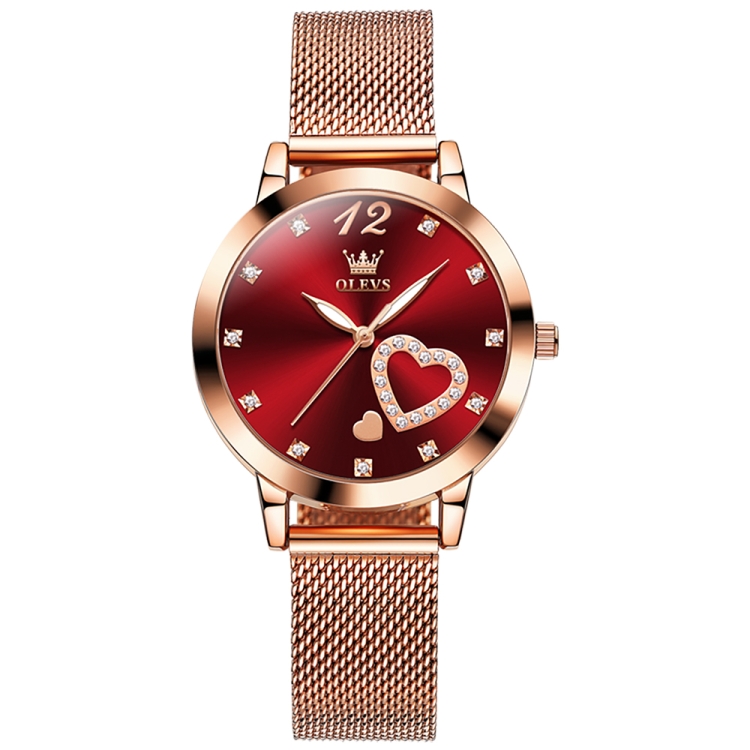 OLEVS 5189 Women Heart Shape Waterproof Quartz Watch(Red)