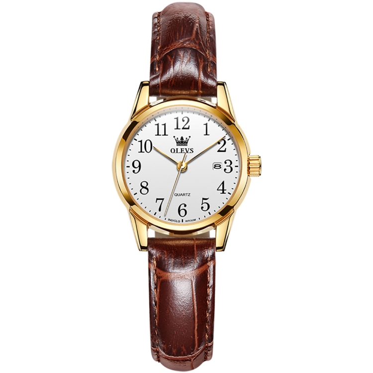 OLEVS 5566 Women Simple Single Calendar Waterproof Quartz Watch(White)