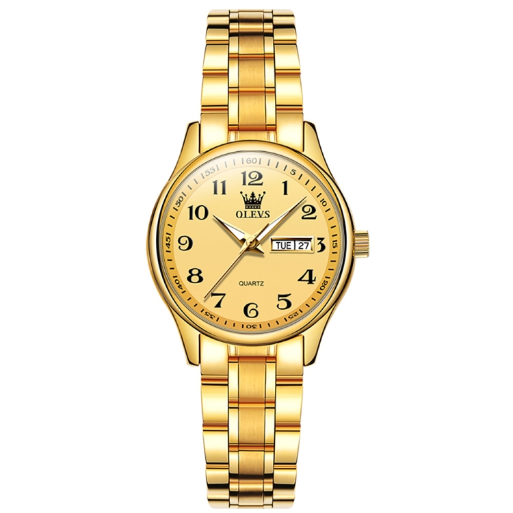 OLEVS 5567 Women Steel Strap Waterproof Quartz Watch(Gold)
