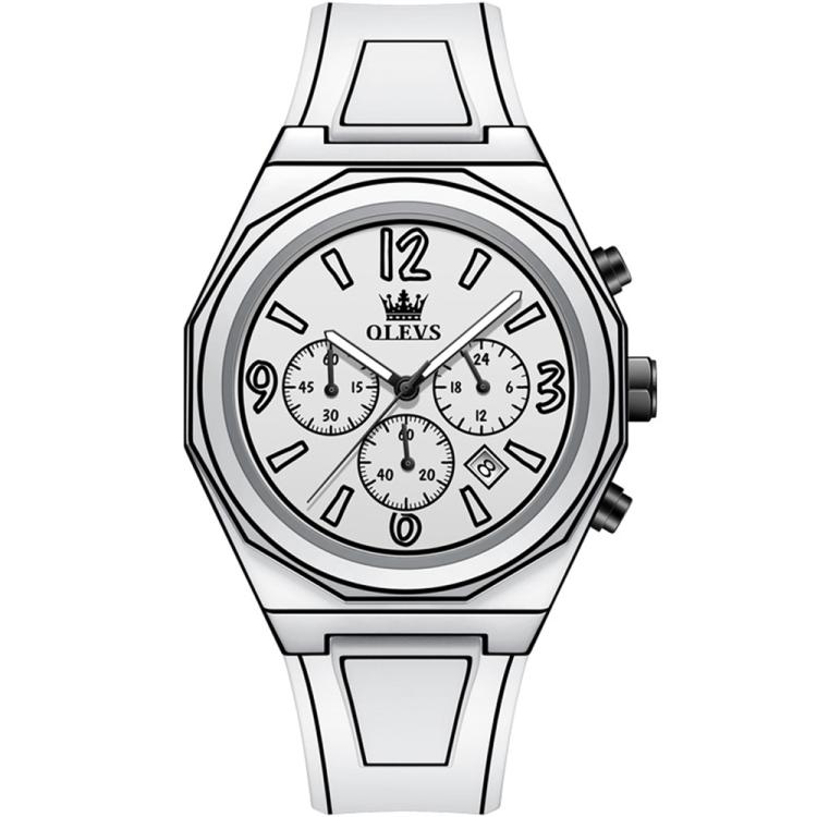 OLEVS 5622 Men Comic Style Multifunctional Luminous Quartz Watch(White)