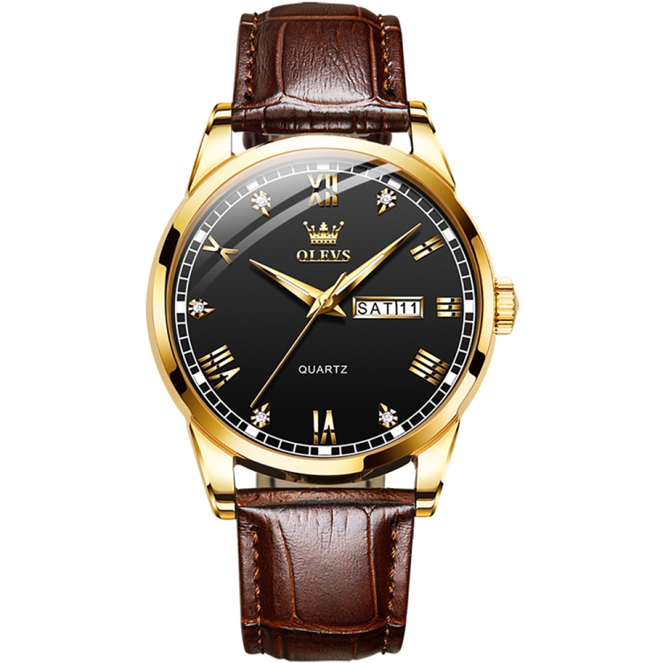 OLEVS 6896 Men Multifunctional Luminous Waterproof Quartz Watch(Black)