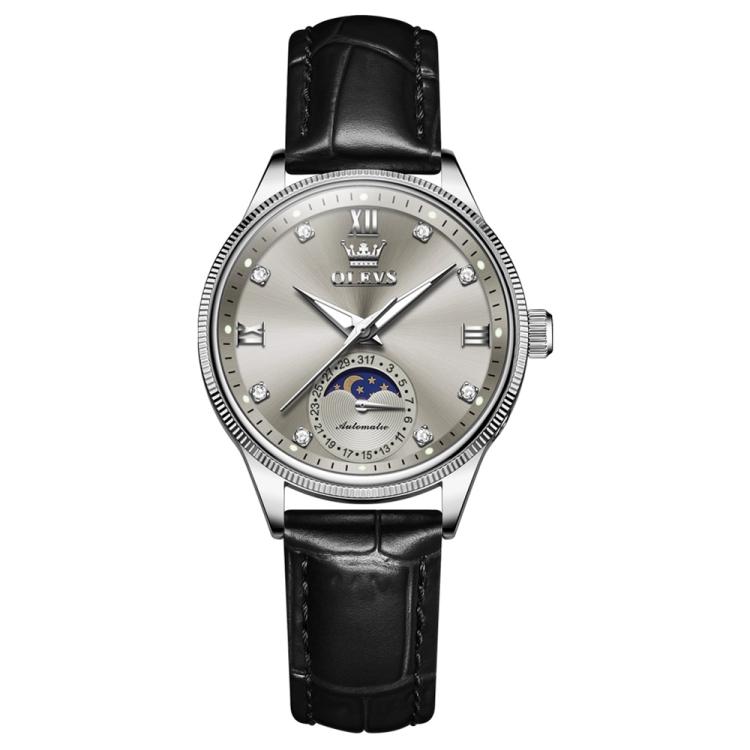 OLEVS 7039 Women Sun Moon Star Luminous Waterproof Mechanical Watch(Grey)