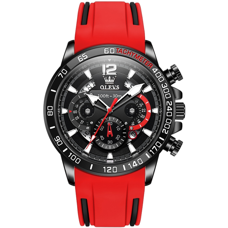 OLEVS 9936 Men Multifunctional Sports Waterproof Quartz Watch(Black)