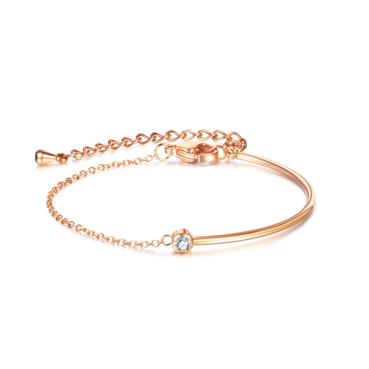 OPK 1288 Simple Zirconia Stainless Steel Bracelet, Color: Rose Gold
