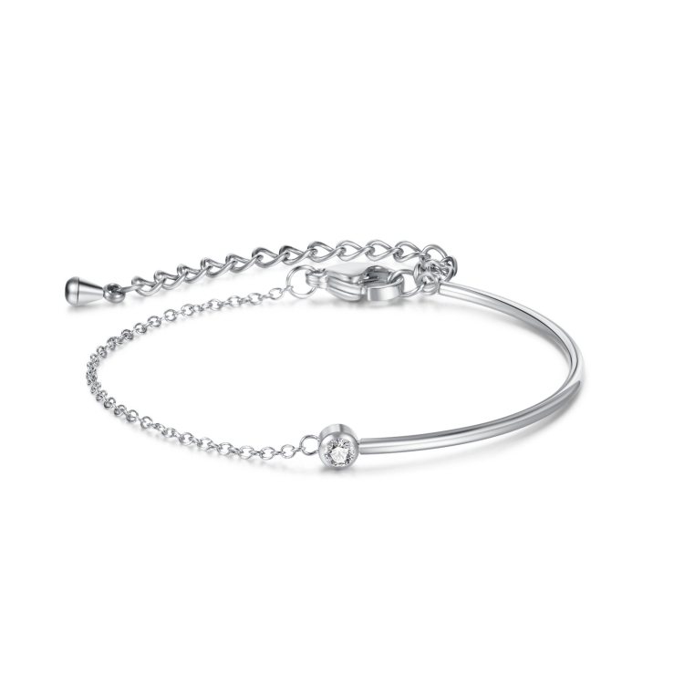 OPK 1288 Simple Zirconia Stainless Steel Bracelet, Color: Steel Color