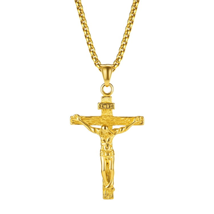 OPK 810 Retro Cross Frame Titanium Steel Men Pendant Necklace, Color: Gold Pendant