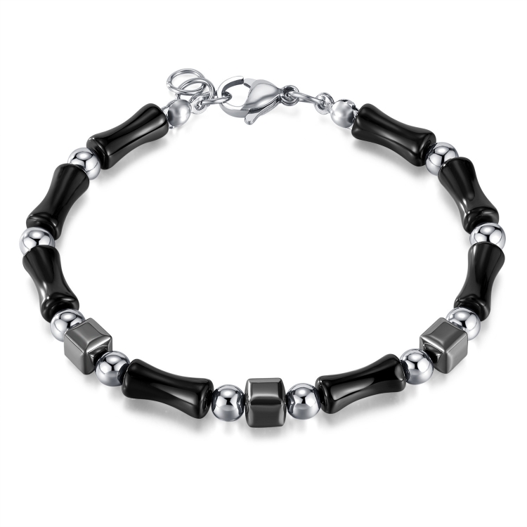 OPK GS1563 Simple Stainless Steel Ink Style Bamboo Patchwork Bracelet