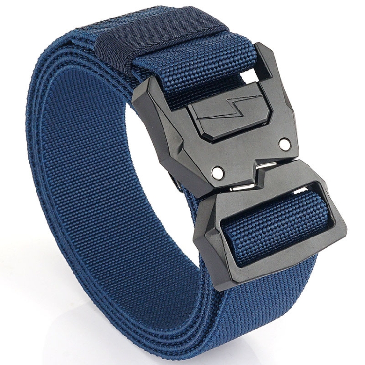 Outdoor Casual Lightning Buckle Men Elastic Belt, Length: 125cm(Royal Blue)